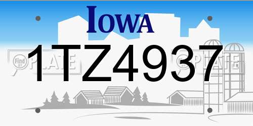 1TZ4937 Iowa License Plate