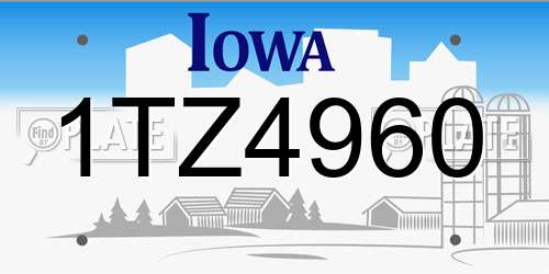 1TZ4960 Iowa License Plate