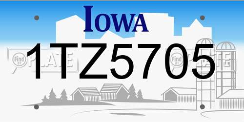 1TZ5705 Iowa License Plate