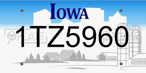 1TZ5960 Iowa License Plate