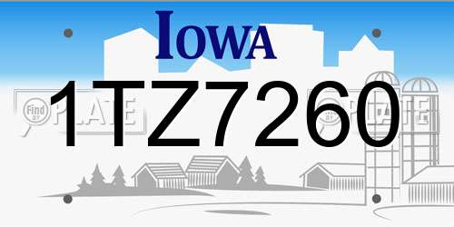 1TZ7260 Iowa License Plate