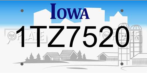 1TZ7520 Iowa License Plate