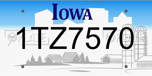 1TZ7570 Iowa License Plate