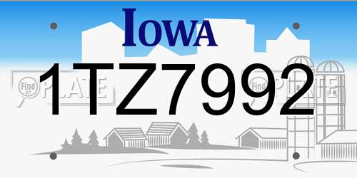 1TZ7992 Iowa License Plate