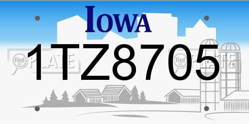 1TZ8705 Iowa License Plate