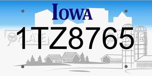 1TZ8765 Iowa License Plate