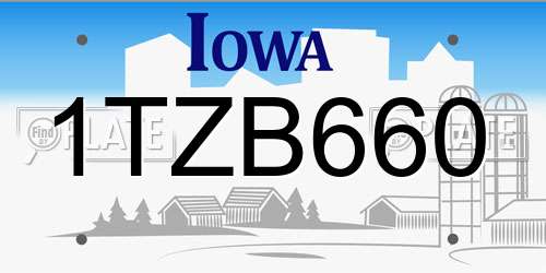 1TZB660 Iowa License Plate