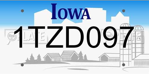 1TZD097 Iowa License Plate