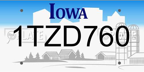 1TZD760 Iowa License Plate