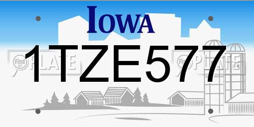 1TZE577 Iowa License Plate
