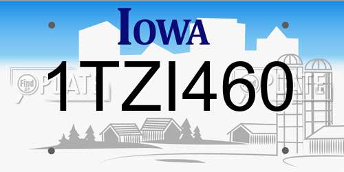 1TZI460 Iowa License Plate