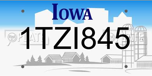 1TZI845 Iowa License Plate