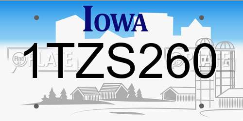 1TZS260 Iowa License Plate