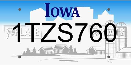 1TZS760 Iowa License Plate