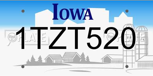 1TZT520 Iowa License Plate