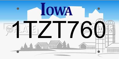 1TZT760 Iowa License Plate