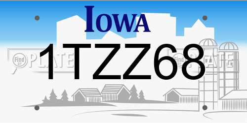 1TZZ68 Iowa License Plate