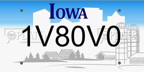 1V80V0 Iowa License Plate