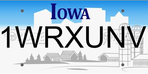 1WRXUNV Iowa License Plate
