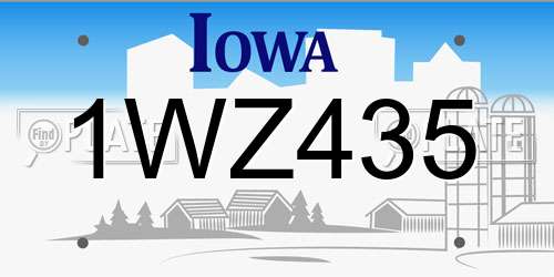 1WZ435 Iowa License Plate