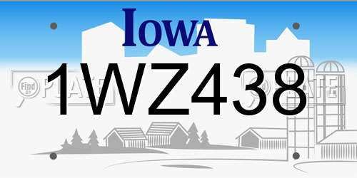 1WZ438 Iowa License Plate