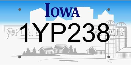 1YP238 Iowa License Plate