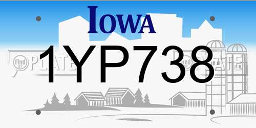 1YP738 Iowa License Plate