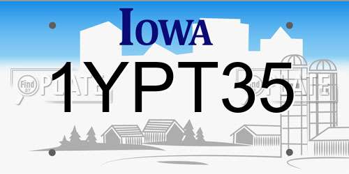 1YPT35 Iowa License Plate