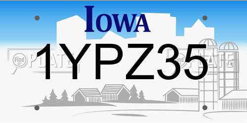 1YPZ35 Iowa License Plate