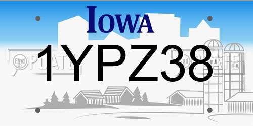 1YPZ38 Iowa License Plate