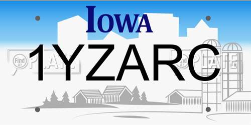 1YZARC Iowa License Plate