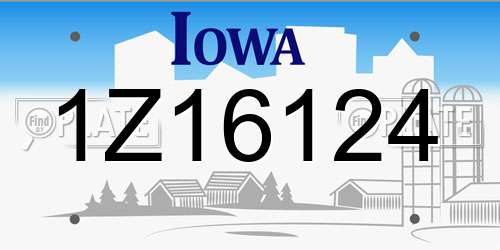 1Z16124 Iowa License Plate