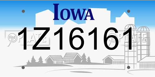 1Z16161 Iowa License Plate