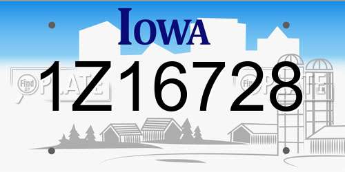 1Z16728 Iowa License Plate