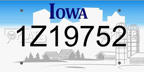 1Z19752 Iowa License Plate