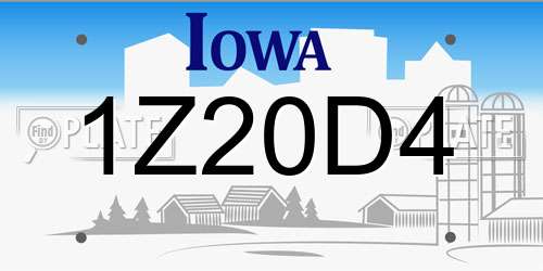 1Z20D4 Iowa License Plate