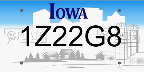 1Z22G8 Iowa License Plate