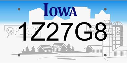 1Z27G8 Iowa License Plate