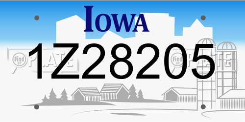 1Z28205 Iowa License Plate
