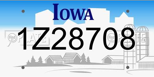 1Z28708 Iowa License Plate