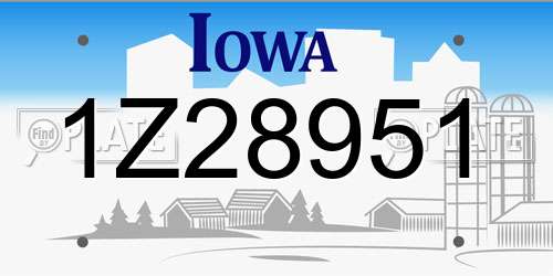 1Z28951 Iowa License Plate
