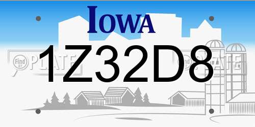 1Z32D8 Iowa License Plate
