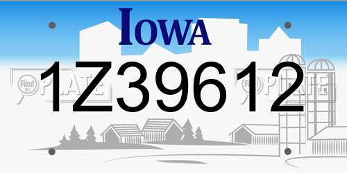 1Z39612 Iowa License Plate