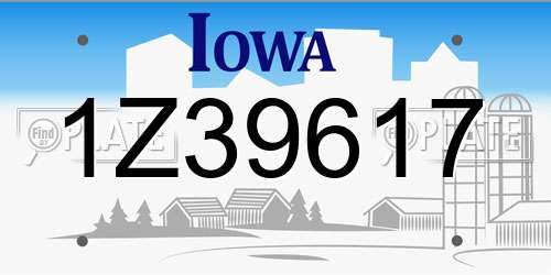 1Z39617 Iowa License Plate