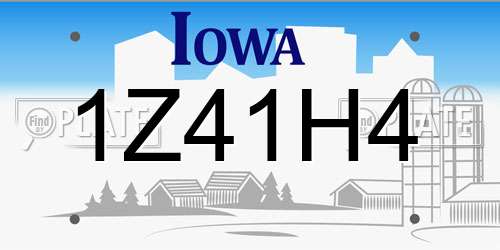 1Z41H4 Iowa License Plate