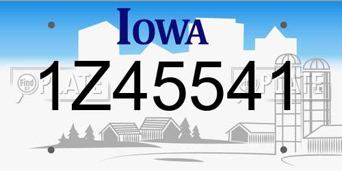 1Z45541 Iowa License Plate