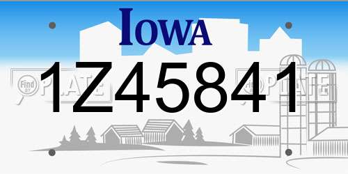 1Z45841 Iowa License Plate