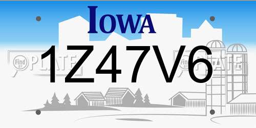 1Z47V6 Iowa License Plate
