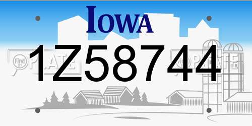 1Z58744 Iowa License Plate