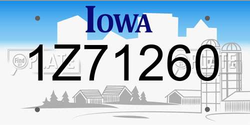 1Z71260 Iowa License Plate